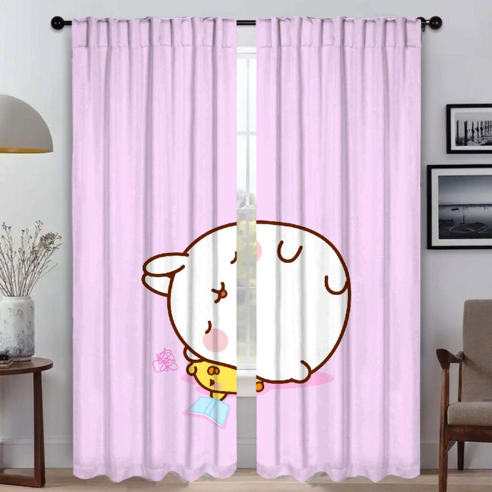 Set Of 2 Halloween Decoration Molangs Kitchen Curtains Living Room Curtain Blinds Home Interior Shades Partition Polyester Perfect For Area