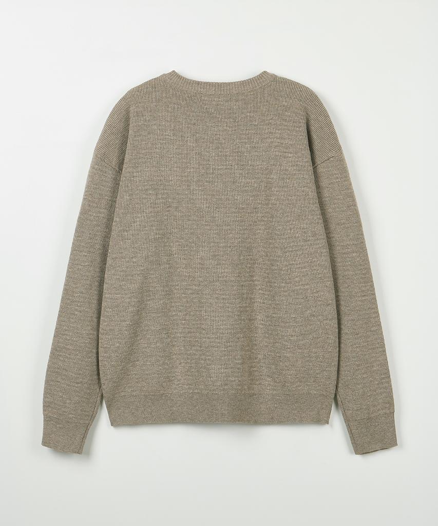 NODU Drain Henley Neck Knit [Beige]