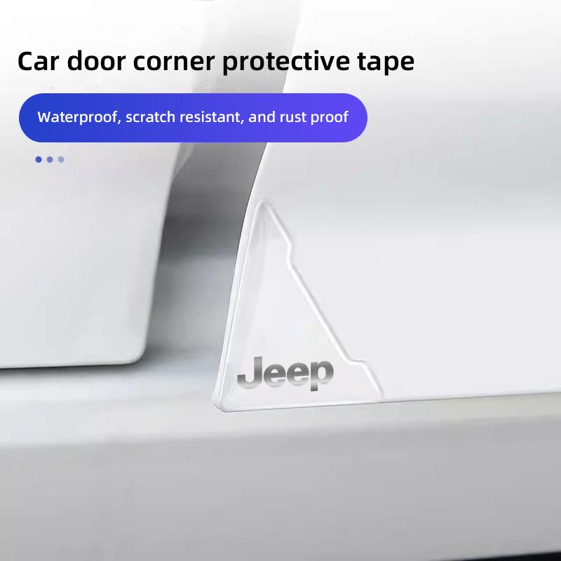 For Jeep 4Pcs Car Door Anticollision Stickers Anti Scratch Rubber Pad For Jeep Grand Cherokee Wrangler JK Gladiator Compass R