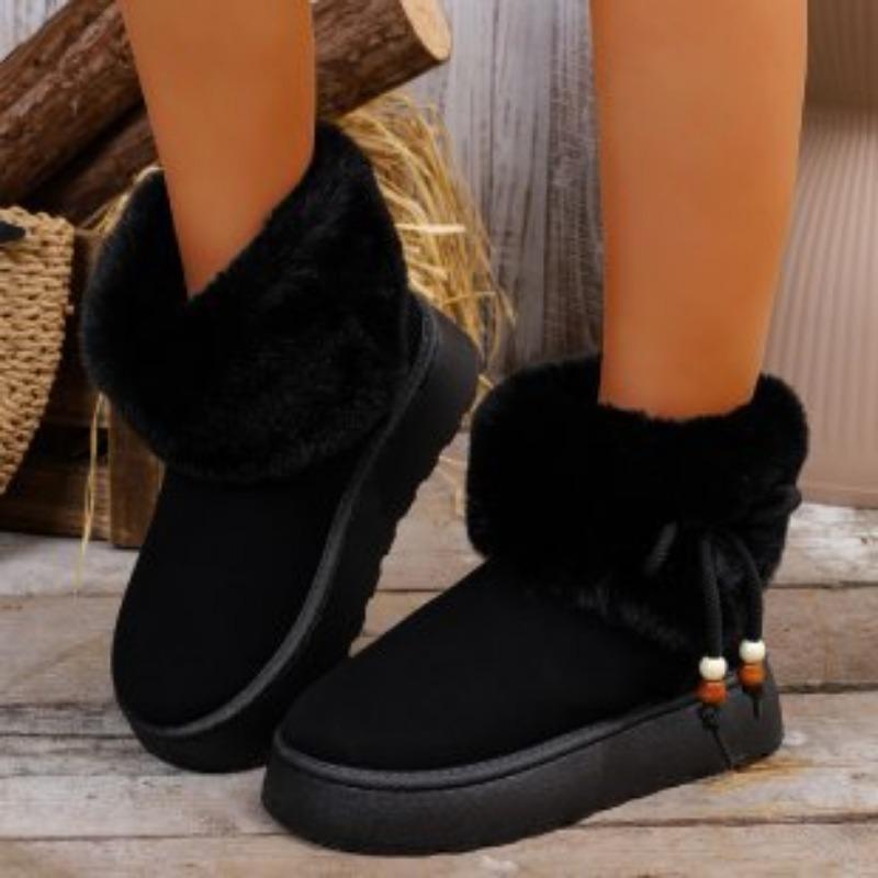 

Women s Furry Mouth Plus Size Winter Warm Snow Boots Padded Lining Waterproof Ankle Boots Anti-slip Outdoor Hiking Mountaineering Sports Boots 43