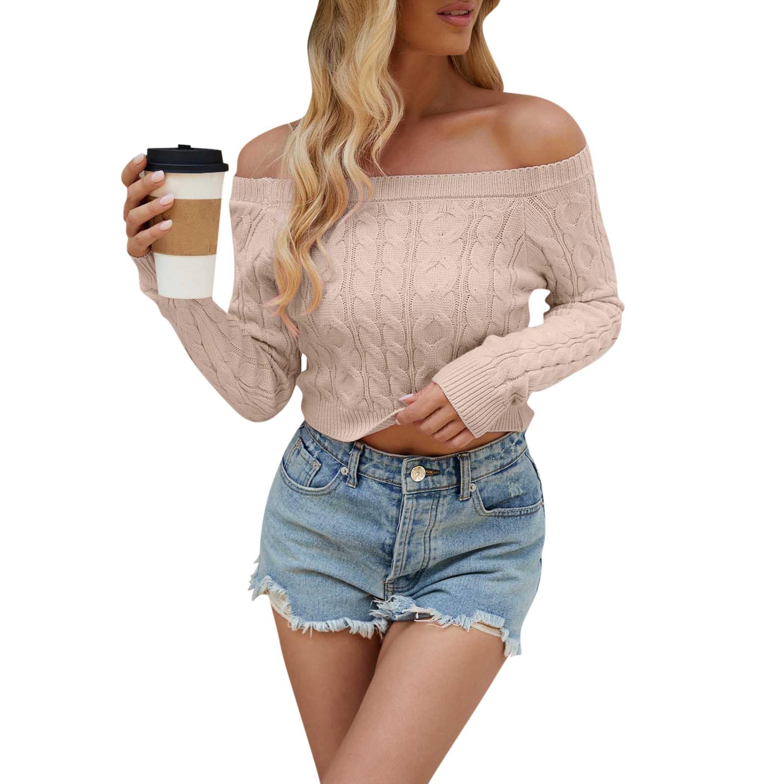 

Женский модный однотонный сексуальный витой тонкий короткий вязаный кардиган на одно плечо L бежевый