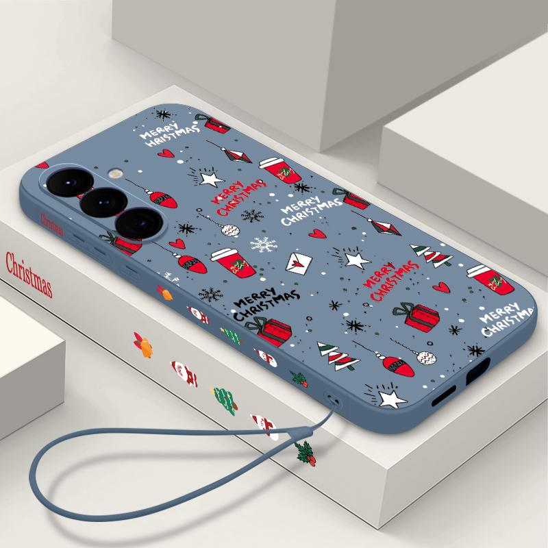 Christmas Gifts Pattern Phone Case For Samsung Galaxy A56 A17 A26 A16 A36 A55 A54 A53 A15 S24 S25 FE S25 S22 S23 Ultra Shockproof Lanyard Cover