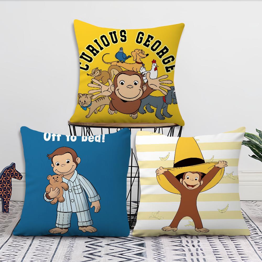 Kawaii Cute Cartoon C-Curious G-Georges Monkey Comfortable Soft Pillow Case for Sofa Living Room Home Decor Protective Covers