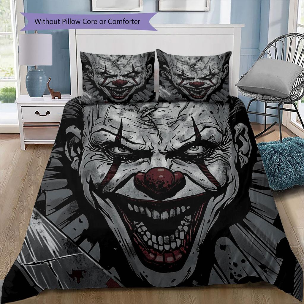 Pennywise Pattern Bedding Home Decoration Birthday Gift ( 1 duvet cover + 2 pillowcase, without core),fan merchandise.