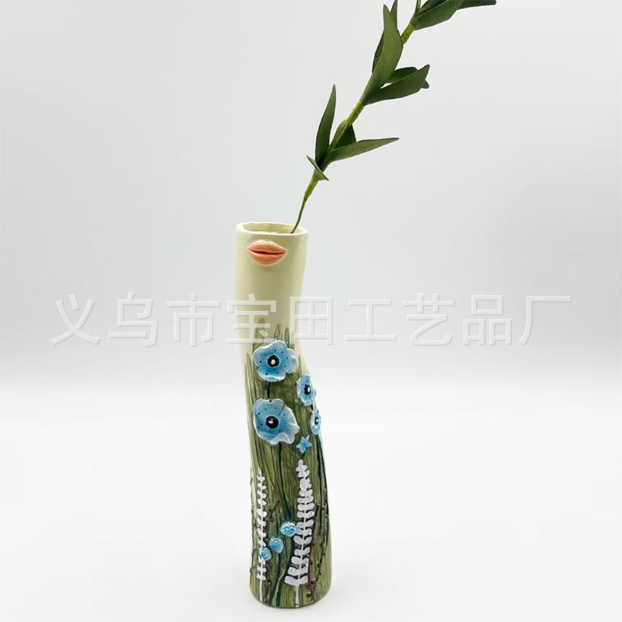 

Элегантная и пышная женская форма тела ваза для сухоцветов уличный дворик домашнее украшение скульптура орнаменты