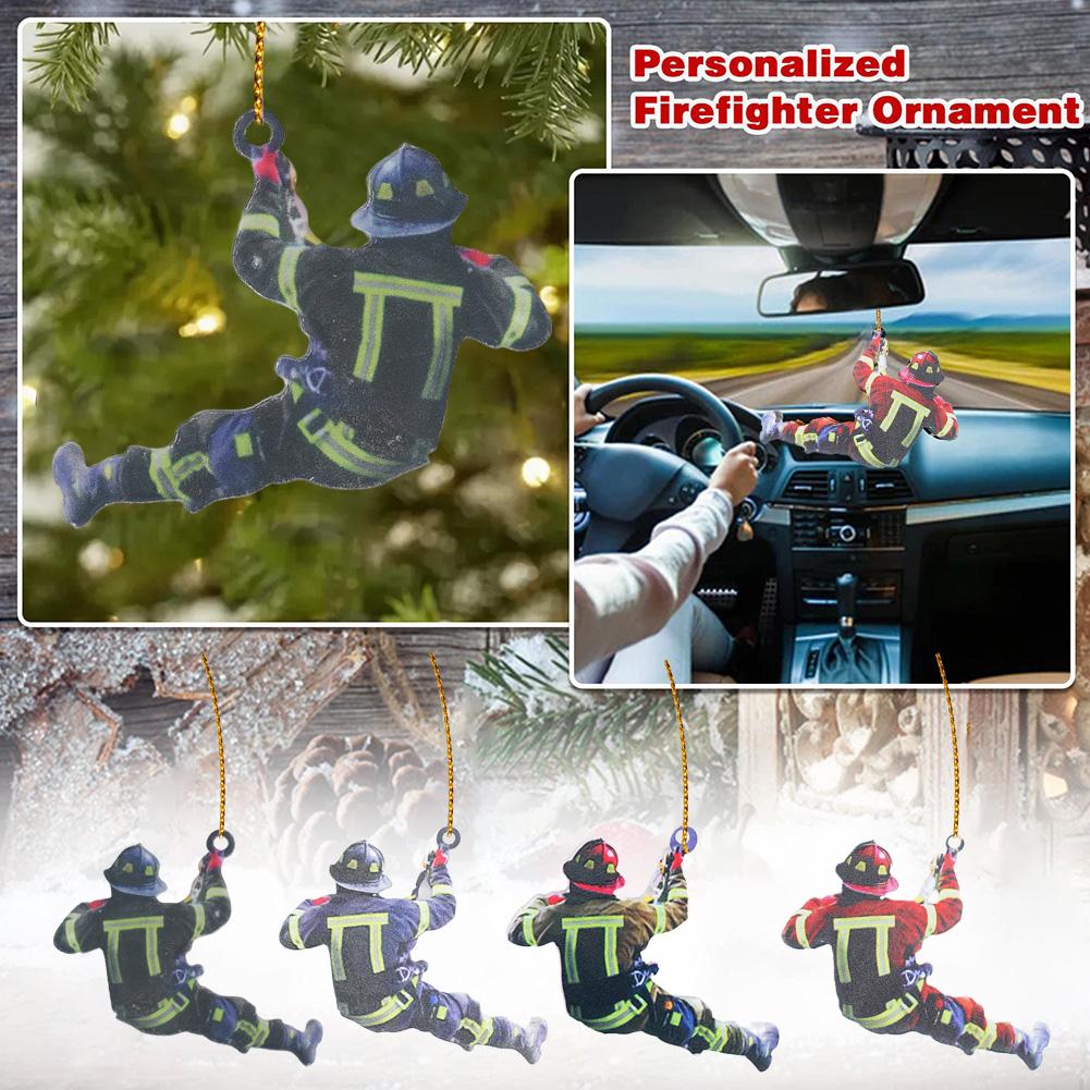 

Christmas Firefighter Pendant Christmas Tree Home Decoration Fire New Car Peripheral Acrylic Accessories M6u4