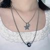 Fashion Sweater Chain Billiard Ball Pendant Necklace Dainty Minimalist Black 8 Ball Clavicle Chain Unique Choker Jewelry