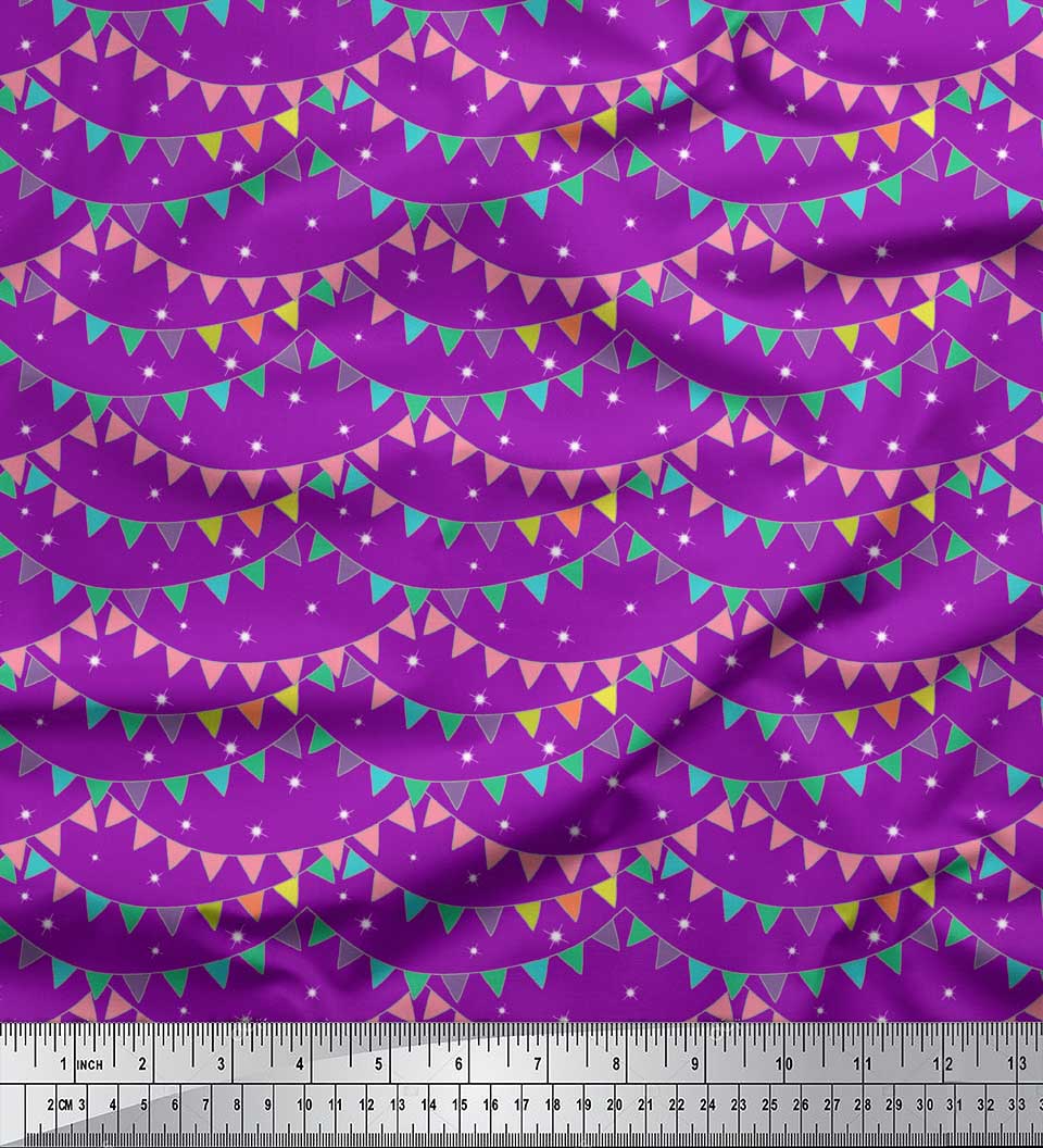 

Soimoi Black Японія Креп Сатин Тканина Святкування Прапори Партія Друк Швейна Тканина метр 42 дюйма 42 Inch Wide - Poly Crepe фіолетовий