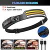 Sensor Headlamp LED Head Flashlight Rechargeable Headlight Head Torch Built-in Battery 5 Lighting Modes Fishing Camping Lantern