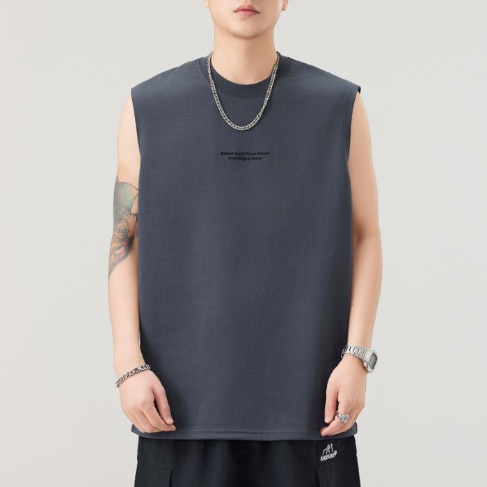 

Новый летний тяжелый жилет с принтом 210 г, мужская свободная футболка без рукавов с японским ретро-стилем 4XL