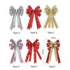 2pcs Large Size Christmas Tree Bows Glitter Christmas Tree Ornaments Xmas Bow Knot  Wedding