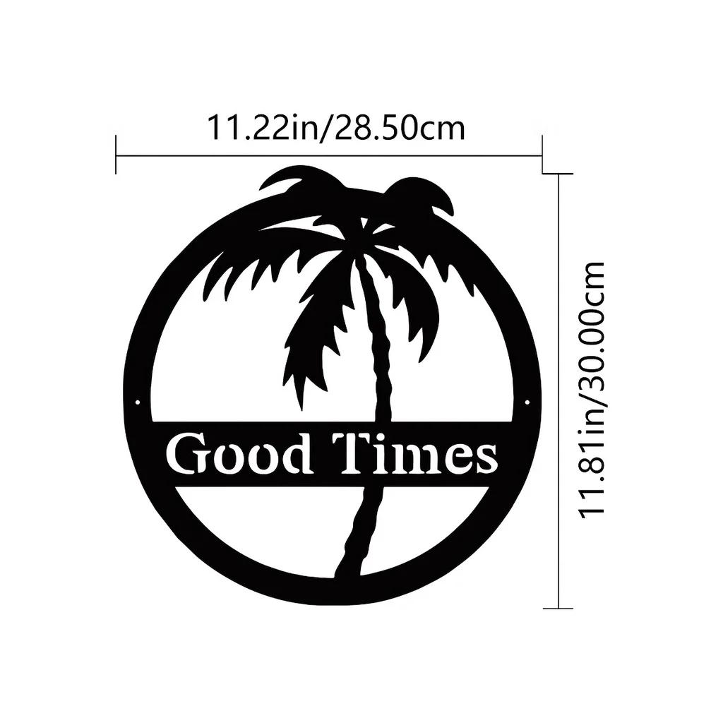 

1pc Coconut Theme Decor - Stunning Wall Art Decorations Combining Iron Crafts, Modern Appeal for Bedroom, Delicate Sticker Mural светло-серый