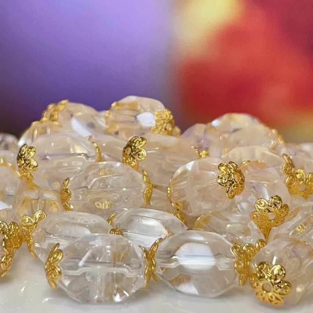 5Pcs, Healing Crystal Beads, Boho Handcrafted Energy Natural Stone Clear Quartz Beads for Jewelry Making DIY Necklace Accessories, Unisex Craft 9×14mm