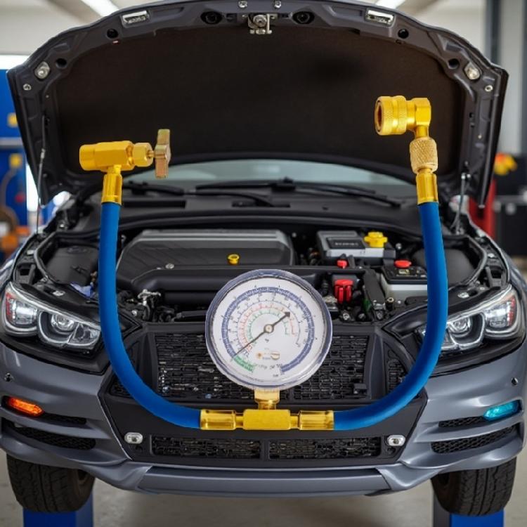 R134a Refrigerants Recharge Kit, HVAC Recharge Hose Kit with Gauge, R134a Can Tap Recharging Hose Quick Coupler