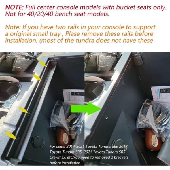 Fit For Toyota Tundra 14-21 Armrest Storage Box Central Console Tray Organizer