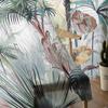 Tropical Plant Palm Tree Sheer Curtains for Living Room Decoration Window Curtains for Kitchen Tulle Voile Organza Curtains