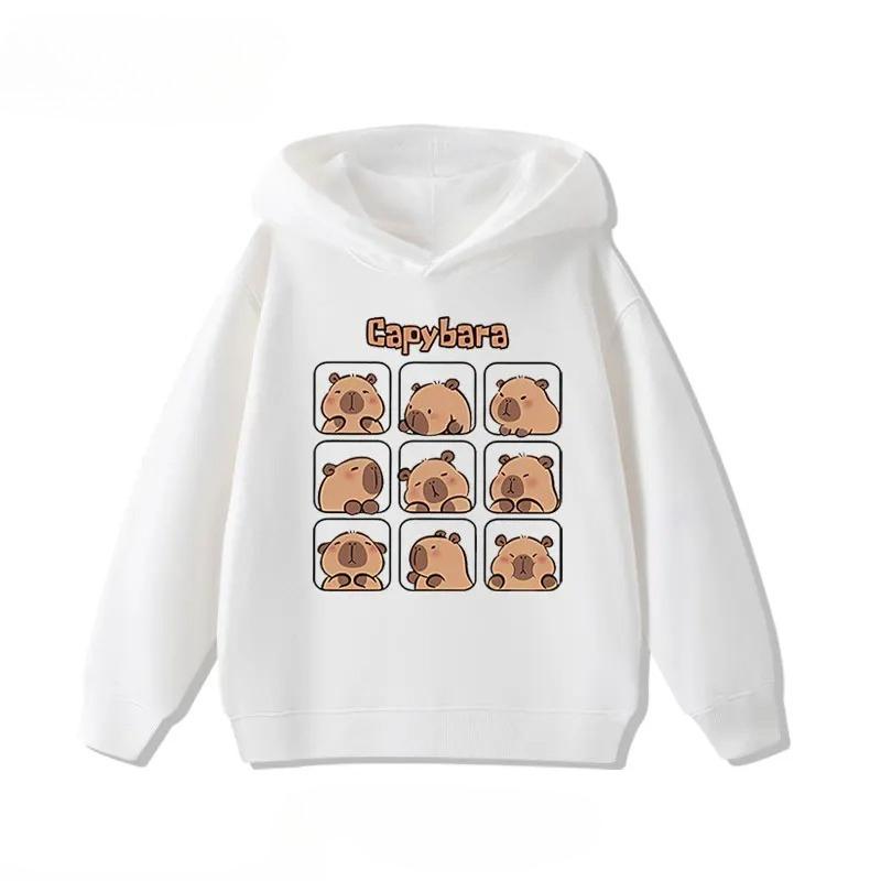 Autumn 3-12Y Cartoon Cute Capybara Print Children's Hooded Hoodies Casual Fashionable Comfortable Boy Girl Sweatshirt Pullover