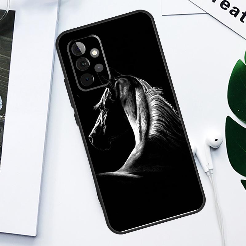 Black White Horse For Samsung Galaxy A52 A22 A32 A54 A34 A14 A55 A35 A15 A53 A33 A13 A05 A06 A16 Phone Case