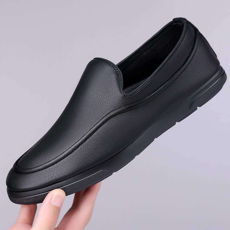 

Men s Comfortable Slip-on Round Toe Loafers - Spring/Autumn Casual Flat Shoes 41 чёрный