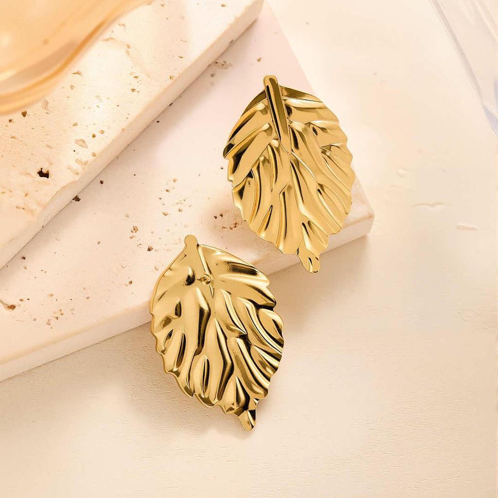 Geometric Irregular 18k Gold Titanium Steel Earrings for Women