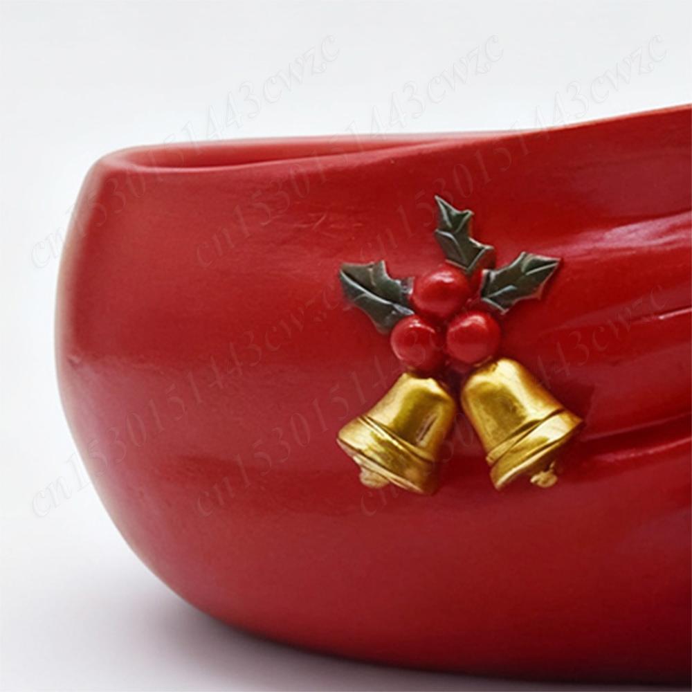 Christmas Holiday Candy Bowl Decorative Resin Tabletop Santa Figurines W/ Storage Holder for Xmas Winter Party Table Desk Decor