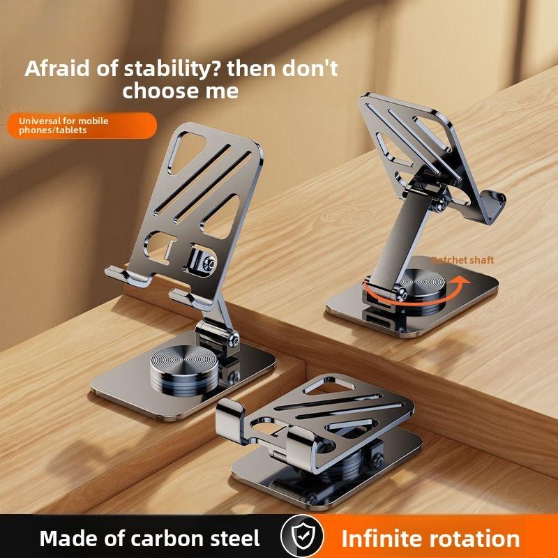 Universal Metal Phone Holder With 360 Degree Rotation And Foldable Design For Ipad And Gaming Use