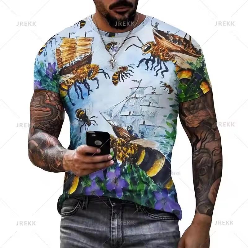 Honeycomb Bee Graphic T Shirt Fashion 3D Print T-shirt Summer Men Casual Street Tops Tee Shirts Women Oversized Sport Sweatshirt