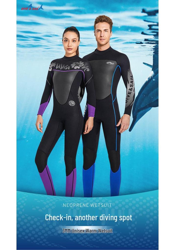 3MM Thick Full-Body Wetsuit: Warm Long Sleeve Diving, Snorkeling, Swimming, Surfing Suit.