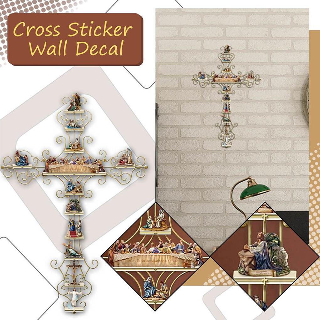 Wall Sticker Room Adorn Religious Themed Stickers Indoor Adornment Scene Layout Self-adhesive Cross Decal Home Decoration Prop