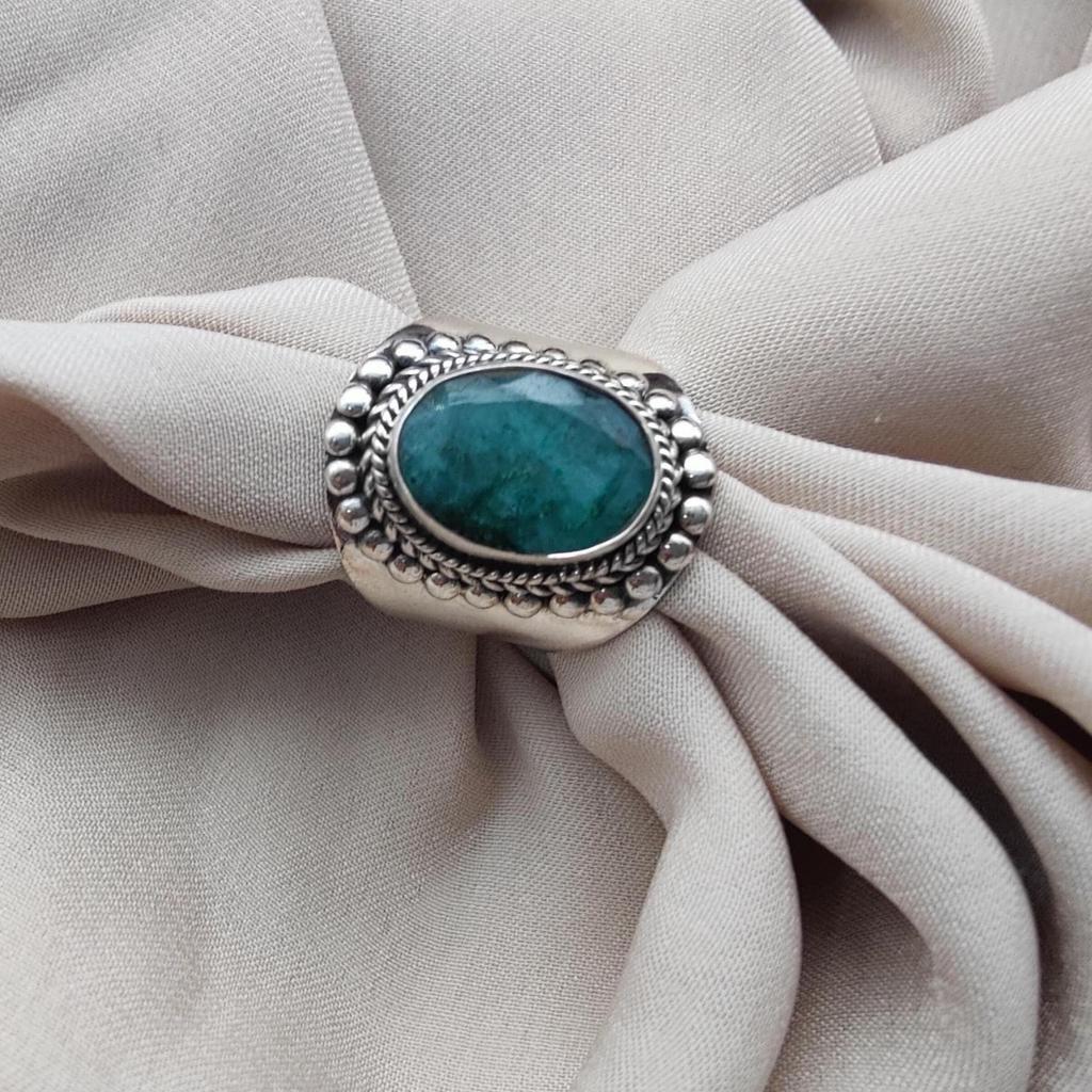 Emerald Ring 925 Sterling Silver Handmade Jewelry May Birthstone Gift
