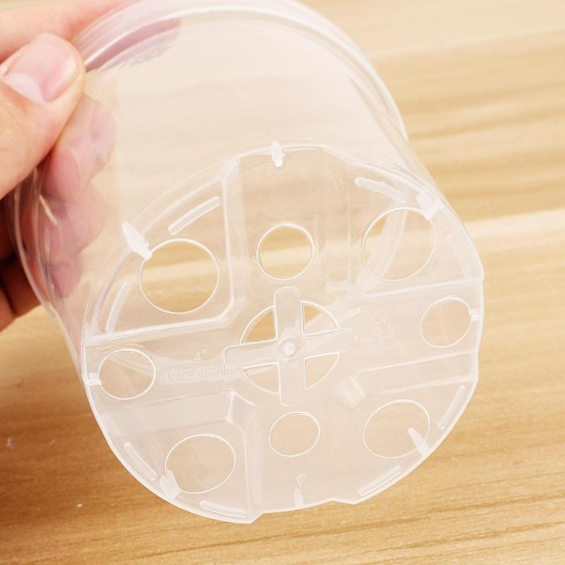 1/5Pcs Round Planter Pot Transparent Orchid Container Plastic Nursery DIY Planter Pot Seedling Cup Household Garden Supplies