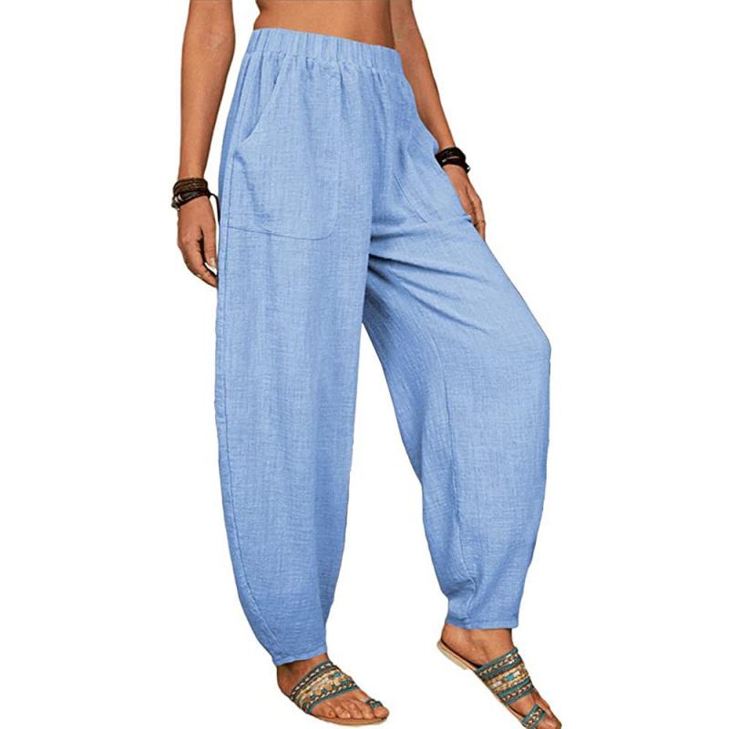 2026 Women's Solid Color Casual Pants Loose Home Harem Breathable Long Pants