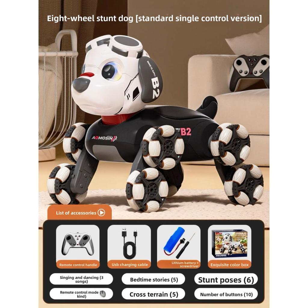 New Intelligent Electronic Remote Control 8-wheeled Robot Dog-stunt Pet Toy, Children's Toy Robot Dog Gives Children Gifts.