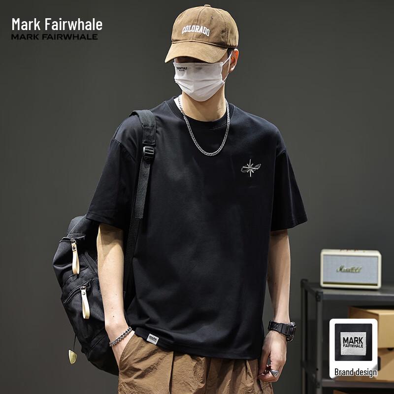 Mark Fairwhale Men's Letter Embroidery Ice Silk Short Sleeve T-Shirt