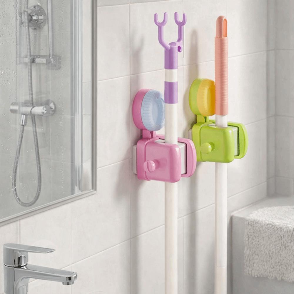 Dopamine Suction Cup Mop Holder Punch Free Mop Broom Holder Durable Mop Storage Clips  Bathroom