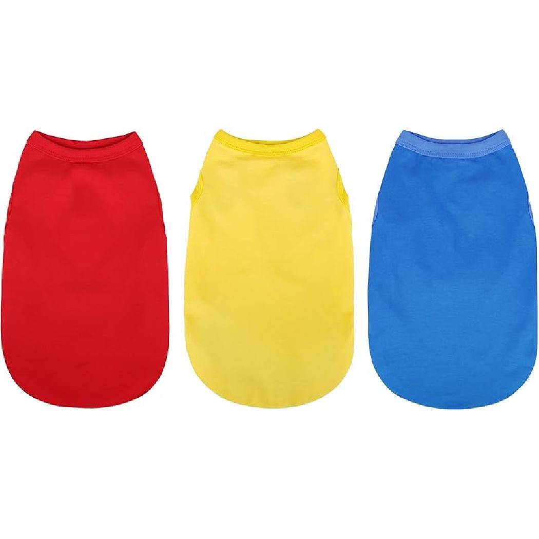 

Paiaite 6 штук Однотонная футболка для собаки Без рукавов Хлопковая футболка для щенка Дышащая одежда для питомца Майка Красочная толстовка для щенка Одежда для маленьких Small жёлтый
