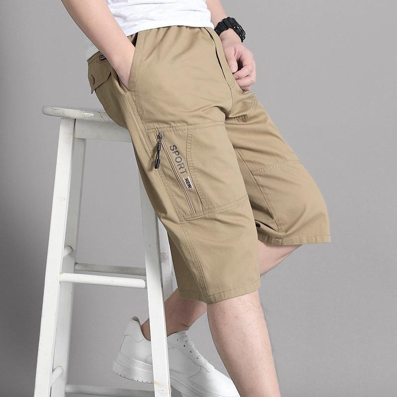 Men's Loose Plus Size Shorts Breathable Shorts Cotton Multi-Pocket Sports Shorts