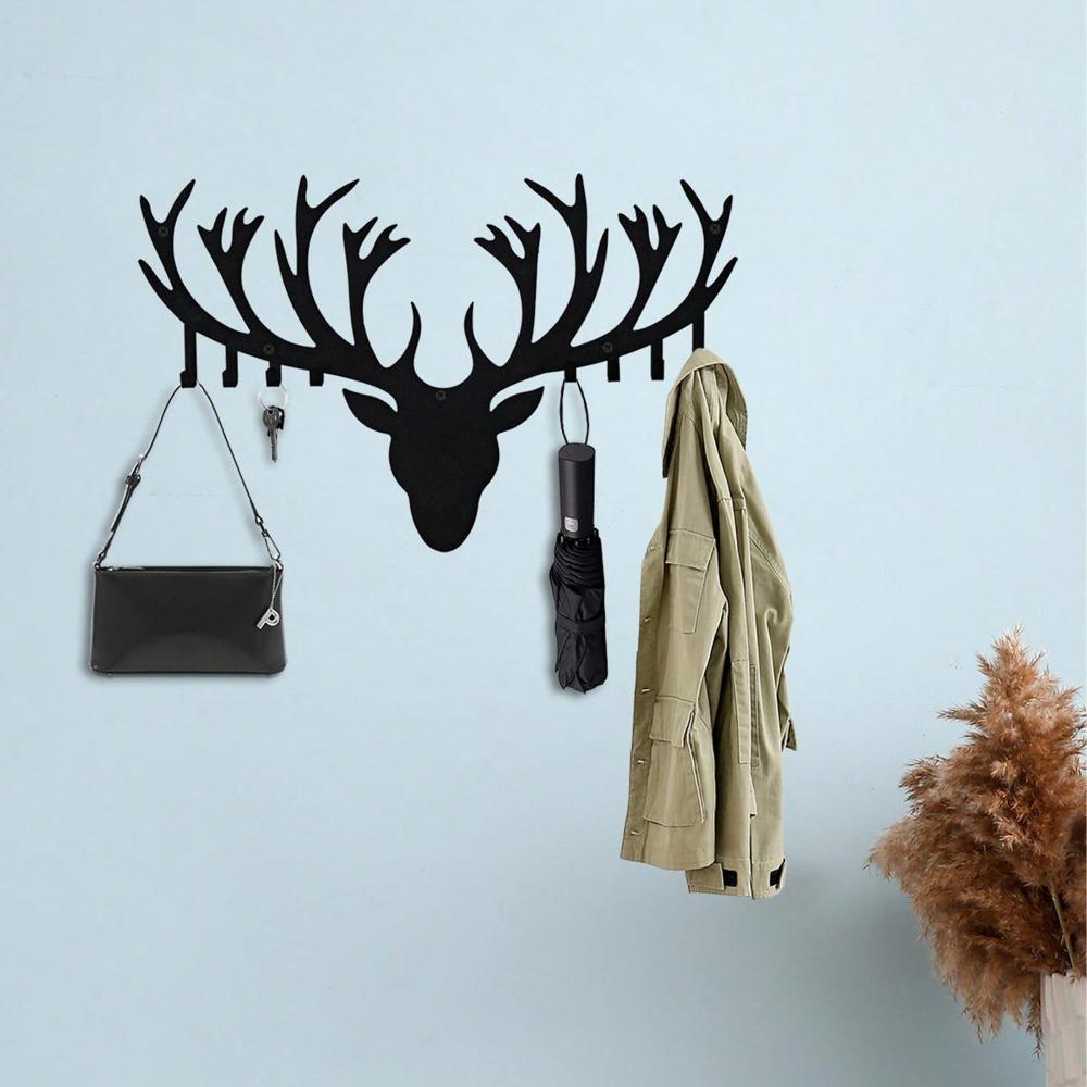 Antler Key Holder Wall Mounted Modern Metal Key Hanger Unique Deer Head Hook Creative Home Decor