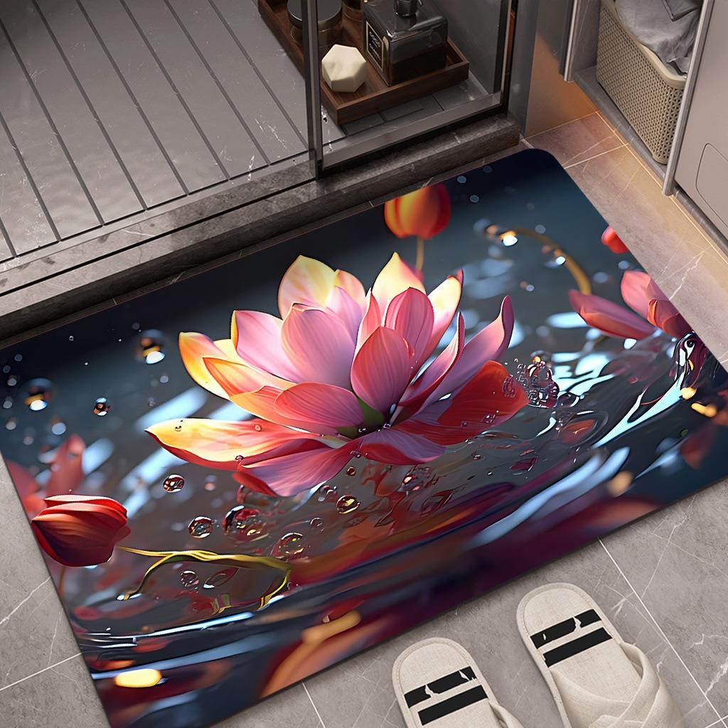 Europe Style 3D Effect Flowers Carpet Living Room Sofa Bedroom Bedside Study Entrance Door Rug Non-slip Light Luxury Decor Mat
