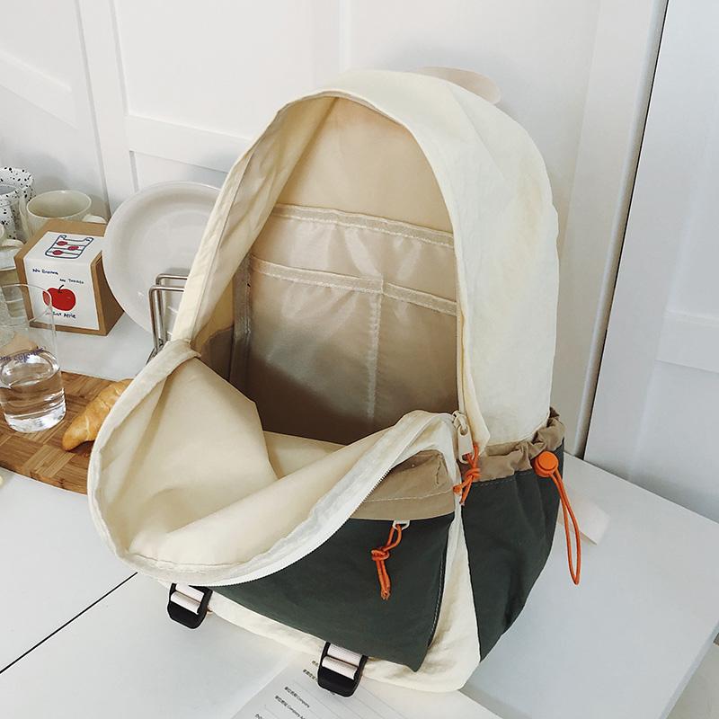 Lightweight Commuter Backpack College Style Large Capacity Schoolbag Women's Contrast Color Backpack