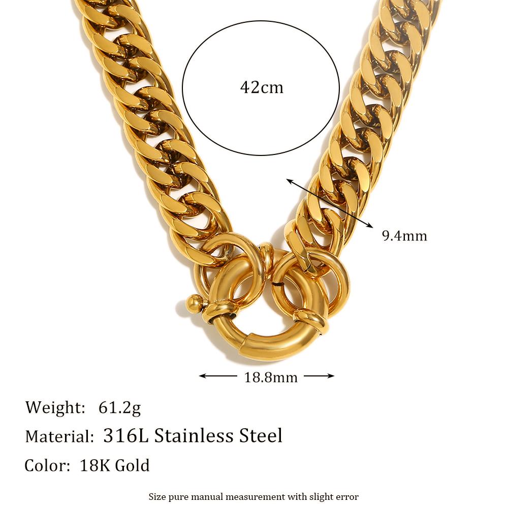 

MamacitaSlay Exaggerated Stainless Steel 9.4mm Encrypted Chain Spring Buckle Unique Waterproof Neck Jewelry Collarbone Chain