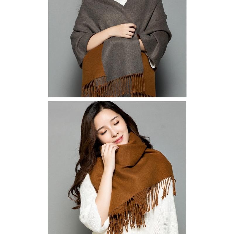Soft Faux Cashmere Double Sided Scarf Women Fashion Winter Warm Shawl