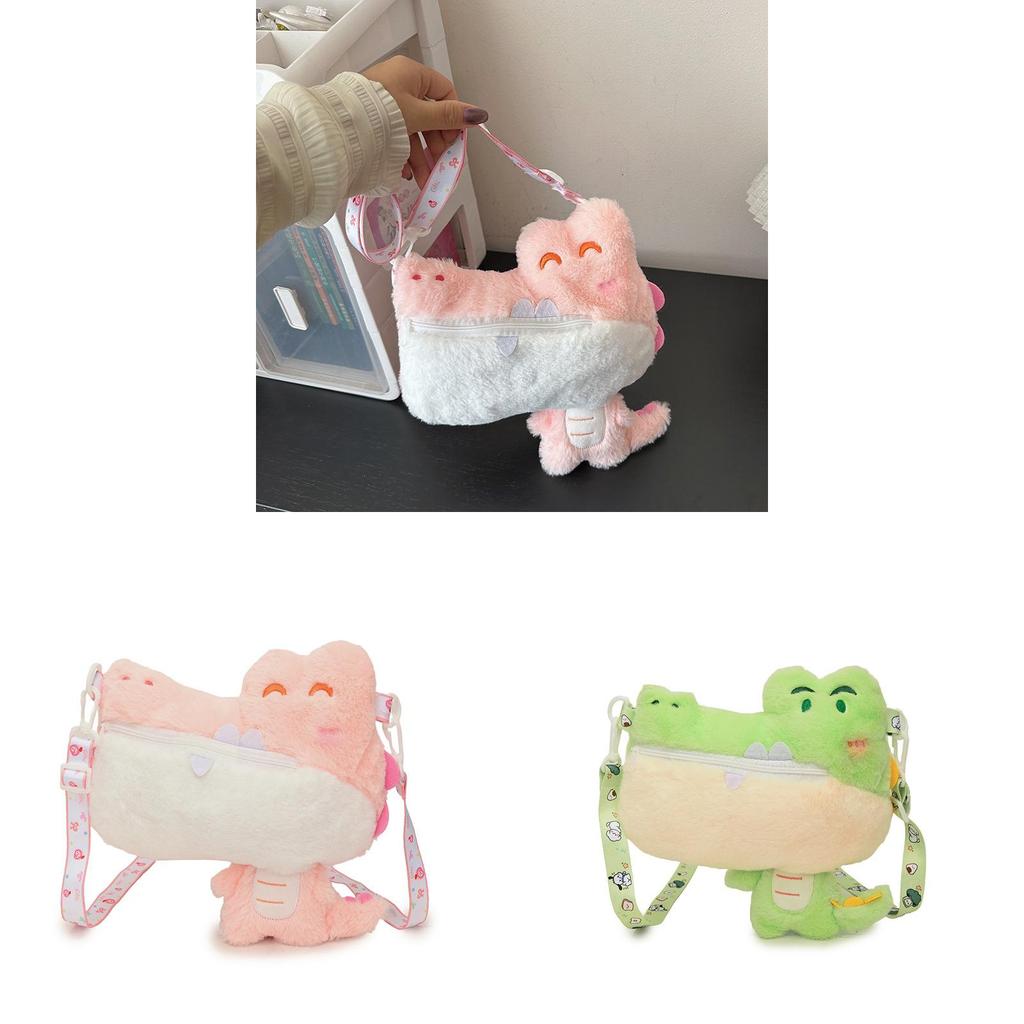 Crocodile Plush Toy Bag With Soft Short Plush For Kids And Teens
