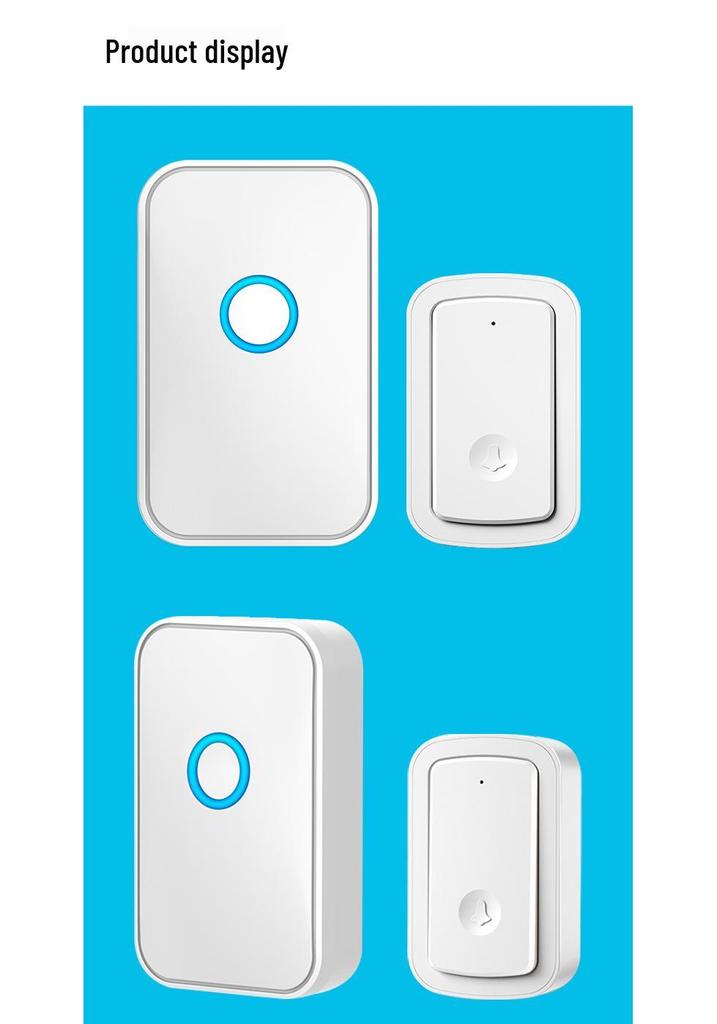 Waterproof Wireless Doorbell with Loud Ring, Rechargeable Call Button for Elderly, Emergency Alert Device, Home Use.
