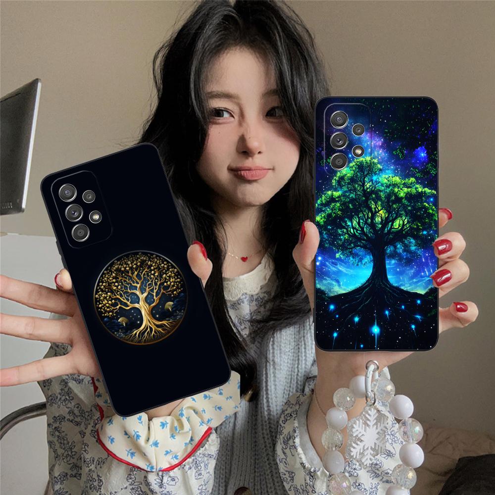 World Life Tree Mobile Phone Case for Samsung Galaxy M55 54 42 35 34 33 32 23 22 15 14 13 12 F55 5G Colorful Cover Cover Pretty
