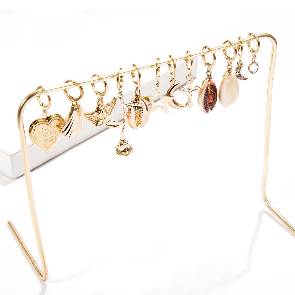 Accessories, Simple And Versatile Alloy Shell Earrings For Women, Temperament Hollow Stars, Diamond-Set Moon Earrings