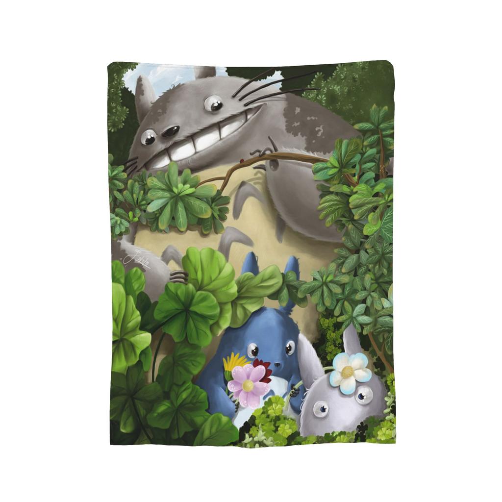 Cute T-Totoros Miyazaki Hayao Blanket Flannel Textile Decor Multi-function Super Soft Throw Blankets for Bed Office Bedspread
