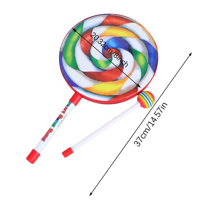 6Inch 8Inch 10Inch Lollipop Hand Drum Percussion Instruments Colorful Dance Props Infant Musical Toys Teaching Aids