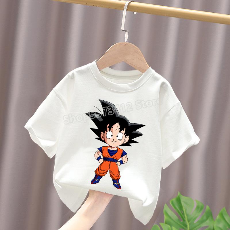 Dragon Ball Fiúk Fehér Pamut Póló Sun Goku Kisgyermek Rövid Ujjú Pólók Rajzfilm Nyári Ruhák Kawaii Felsők Születésnapi Ajándékok