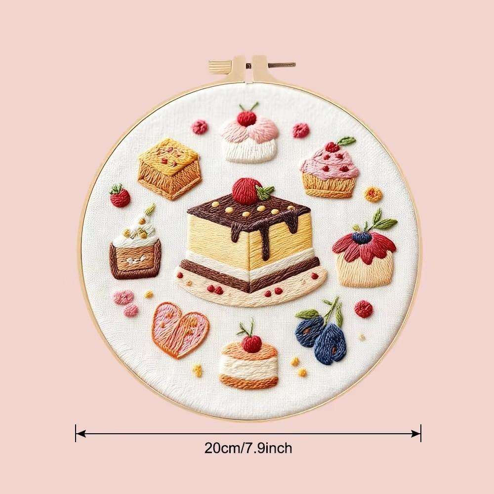 Dessert Bread Dessert Cake Embroidery Kit DIY Thread Needle Stamped Cross Stitch with EN Instructions Stamped Cloth